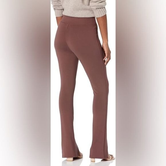 The Drop Uma High-Rise Flare Pants Chocolate XL Ponte Knit Elastic Waist NWOT - Picture 3 of 13